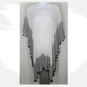 Women Poncho Cape Coverup One Size Wrap Gray White